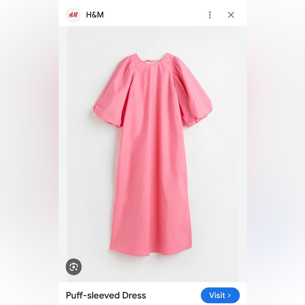 H & M pink puff sleeve dress - Picture 1 of 2